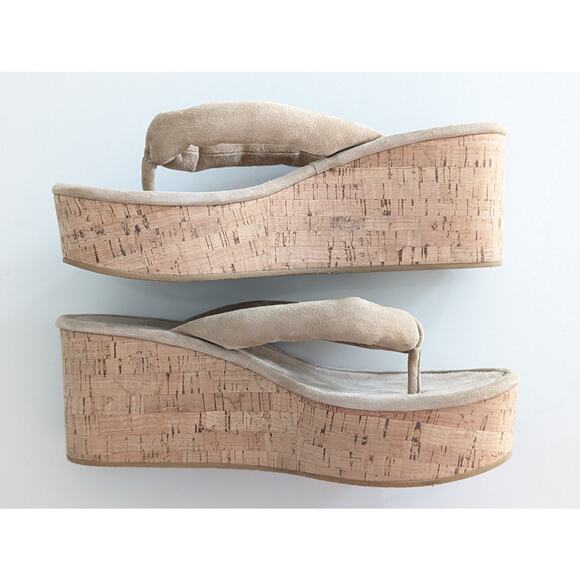 EUC Veronica Beard Geno Suede Platform Sandals Tan Beige US Size 9 - Picture 4 of 8